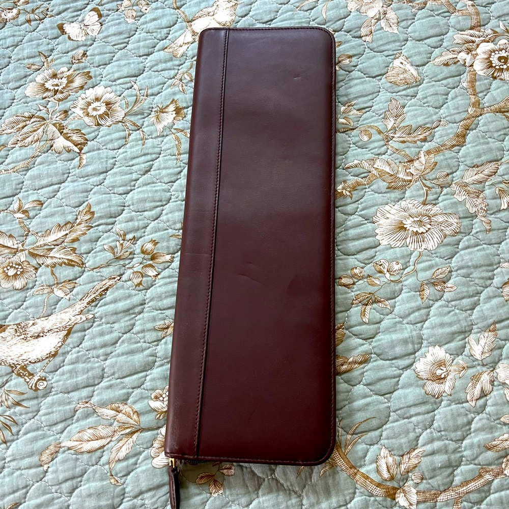 Vintage Coach leather tie zip case in brown